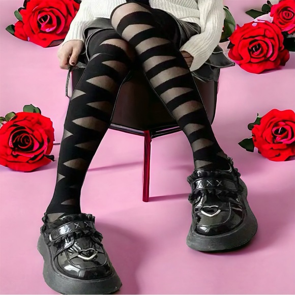 Accessories - Thin Strappy Pattern Pantyhose, Comfy Smooth Slim Footed‎ Pantyhose One Size
